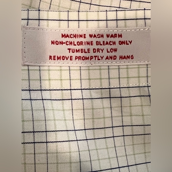Brooks Brothers Shirt Men’s 14.5 White Windowpane Blue Green Gray Long Sleeve - Picture 9 of 11